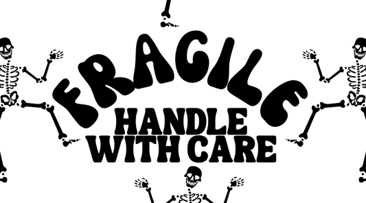 Fragile Skeleton Sticker Label