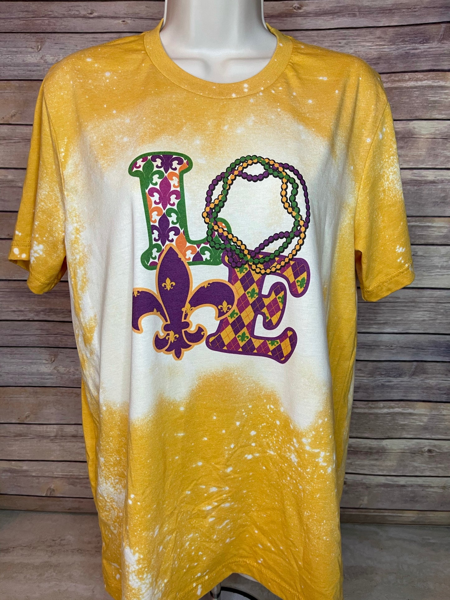 Mardi Gras Love Bleached Tee